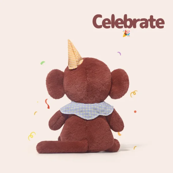 Plush Toy Monkey with Birthday Hat - Comfort Plushie