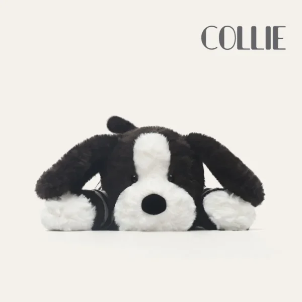 Plush Toy Collie with Black-White Fur - Comfort Plushie