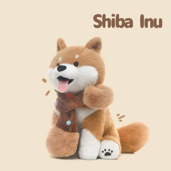 Plush Toy Shiba Inu with Beaded Scarf - Comfort Plushie