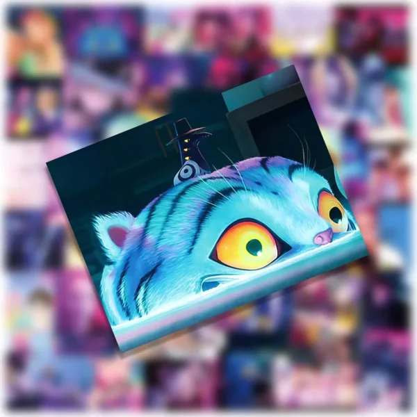 kpop demon hunter sticker 4_4_11zon Sticker size demonstration held on a fingertip for scale